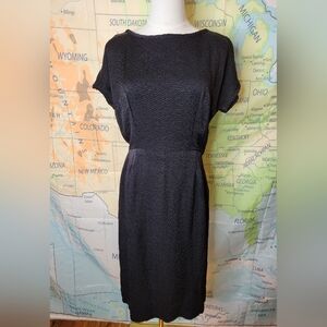 Vintage 1950s Black Cocktail Dress  With Open Back And A Bow
